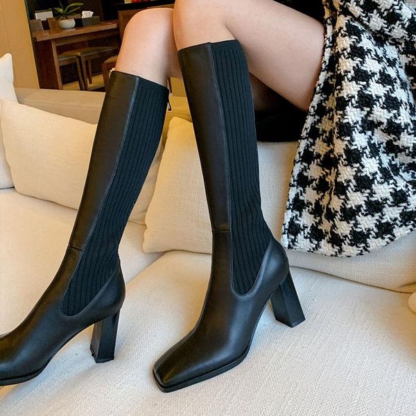 boots women stretch fabric ladies knee high zippers soft patent leather platform women's loog female fashion shoes, Black
boots women stretch fabric ladies knee high zippers soft patent leather platform women's loog female fashion shoes, Black