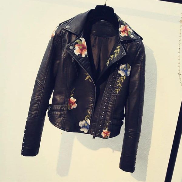 women's jackets embroidered pu leather jacket autumn/winter 2021 style rivet heavy metal long-sleeved motorcycle short, Black;brown
women's jackets embroidered pu leather jacket autumn/winter 2021 style rivet heavy metal long-sleeved motorcycle short, Black;brown