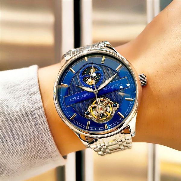 wristwatches aokulasic men's watch brand mechanical gift men hollowing out fashion business waterproof automatic wrist clock, Slivery;brown
wristwatches aokulasic men's watch brand mechanical gift men hollowing out fashion business waterproof automatic wrist clock, Slivery;brown