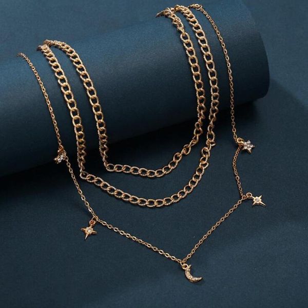 vintage rhinestone star moon pendant necklaces for women female multilayer thick gold chain necklace fashion jewelry ketting, Silver
vintage rhinestone star moon pendant necklaces for women female multilayer thick gold chain necklace fashion jewelry ketting, Silver