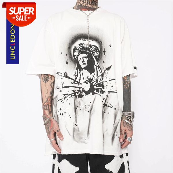 uncledonjm 2021 gprphic oversized t shirt hip hop streetwear tshirt harajuku summer short sleeve t-shirt tees red lsd07 #m16h, White;black