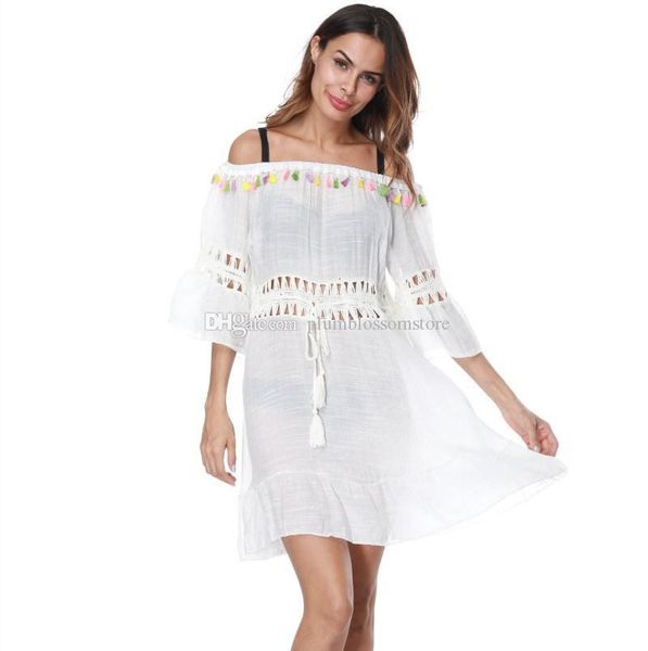 casual dresses women bikini beach swimsuit cover ups crochet hollow ruffles pompom elastic waist off-shoulhder swimwear bathing suit cover-u, Black;gray
casual dresses women bikini beach swimsuit cover ups crochet hollow ruffles pompom elastic waist off-shoulhder swimwear bathing suit cover-u, Black;gray