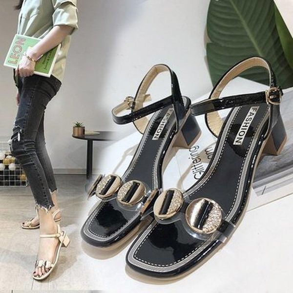 sandals women's 2021 summer korean square head rhinestone shoes fairy style thick heel buckle women, Black
sandals women's 2021 summer korean square head rhinestone shoes fairy style thick heel buckle women, Black