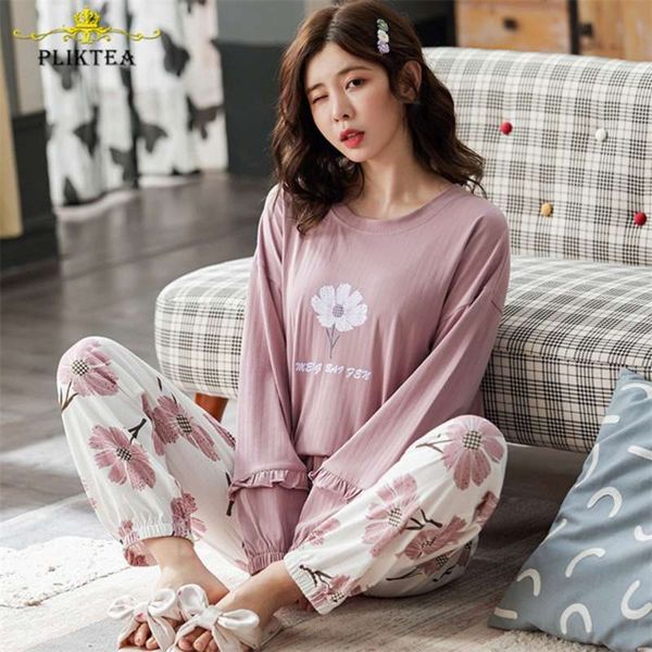 spring cotton pajamas for women fall atoff home clothes plus size homewear long sleeve cotton sleepwearw lounge wear 210928, Black;red
spring cotton pajamas for women fall atoff home clothes plus size homewear long sleeve cotton sleepwearw lounge wear 210928, Black;red