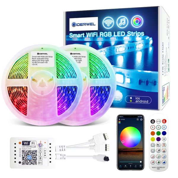 wifi rgb led light strip dc12v 10m ambient remote lights work with alexa&google assistant for room decor strips
wifi rgb led light strip dc12v 10m ambient remote lights work with alexa&google assistant for room decor strips