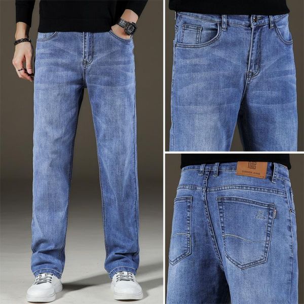 men's jeans fall/winter cotton mid-waist straight loose wide-leg pants plus size casual thickened stretch trousers, Blue
men's jeans fall/winter cotton mid-waist straight loose wide-leg pants plus size casual thickened stretch trousers, Blue