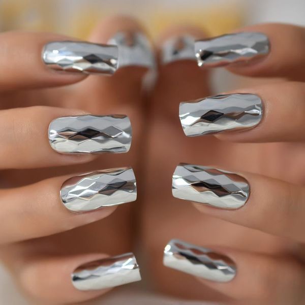 false nails metallic medium square fake uneven mirror press on prismatic shiny full cover chrome artificial nail tips silver, Red;gold
false nails metallic medium square fake uneven mirror press on prismatic shiny full cover chrome artificial nail tips silver, Red;gold