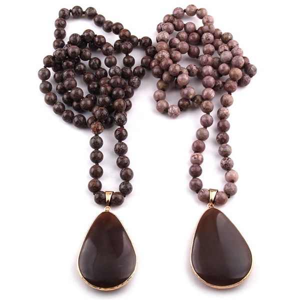 pendant necklaces fashion bohemian tribal jewelry semi precious stones long knotted brown stone drop necklace, Silver
pendant necklaces fashion bohemian tribal jewelry semi precious stones long knotted brown stone drop necklace, Silver