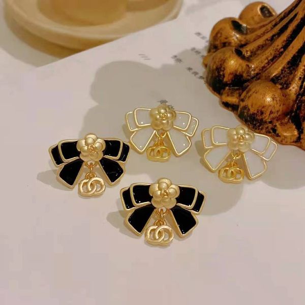 design jewelry bow tie camellia small fragrance women's classic black white fashion earrings versatile fashion earrings, Golden
design jewelry bow tie camellia small fragrance women's classic black white fashion earrings versatile fashion earrings, Golden