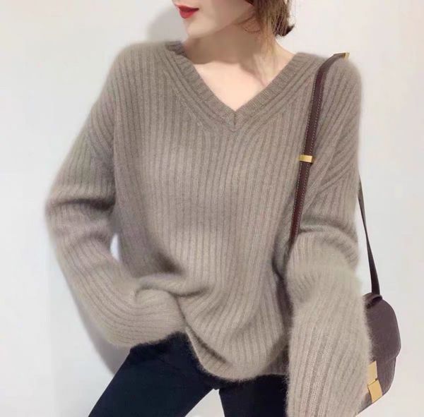 meitong women's loose pullover v-neck lazy style 2021 new bottomed sweater, White;black
meitong women's loose pullover v-neck lazy style 2021 new bottomed sweater, White;black