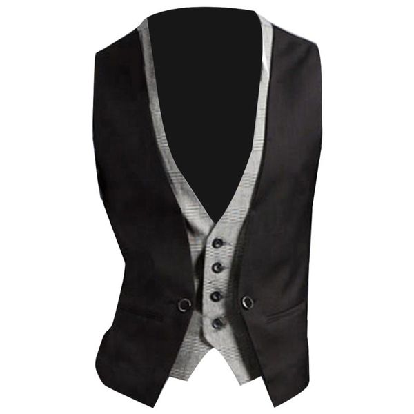 men's vests men formal waistcoat vest business solid color single button gilet fake two-pieces v neck casual chalecos para hombre q6419, Black;white
men's vests men formal waistcoat vest business solid color single button gilet fake two-pieces v neck casual chalecos para hombre q6419, Black;white