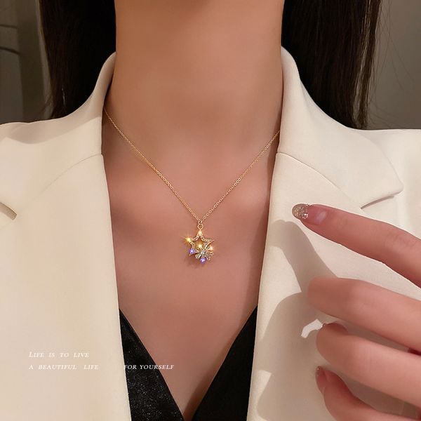 designer necklace luxury chain rotatable zircon flower star sweet temperament niche design clavicle fashion personality trend neck, Silver
designer necklace luxury chain rotatable zircon flower star sweet temperament niche design clavicle fashion personality trend neck, Silver