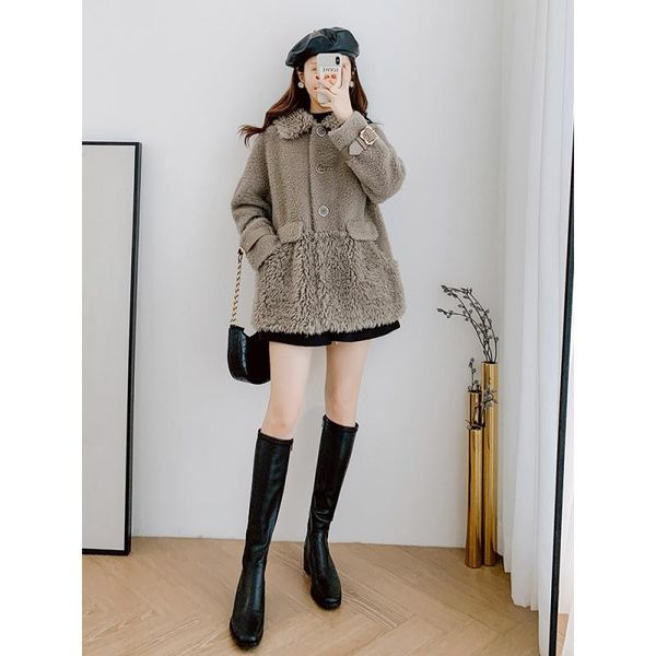 women's fur & faux ptslan 2021 real wool coat classic winter fashion good quality short natural sheep coatp7707, Black
women's fur & faux ptslan 2021 real wool coat classic winter fashion good quality short natural sheep coatp7707, Black