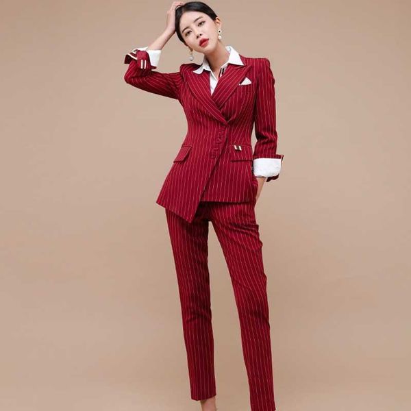 business women 2 piece pant set autumn winter single-breasted striped blazers coat + office ol ladies pencil trousers suit 210526, White
business women 2 piece pant set autumn winter single-breasted striped blazers coat + office ol ladies pencil trousers suit 210526, White