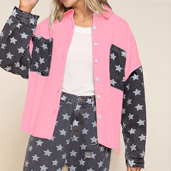 women's jackets shirt high street star printed coat fashion single-breasted retro lapel harajuku autumn, Black;brown
women's jackets shirt high street star printed coat fashion single-breasted retro lapel harajuku autumn, Black;brown