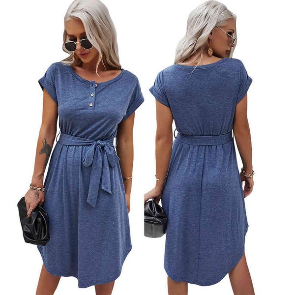 women's summer dress casual solid o neck button high waist lace up loose cotton dress female short sleeve irregular hem dresses 210412, Black;gray
women's summer dress casual solid o neck button high waist lace up loose cotton dress female short sleeve irregular hem dresses 210412, Black;gray