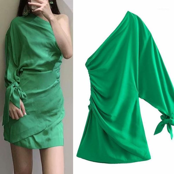casual dresses pleated dress vestido women single shoulder green color asymmetric women's female chic roupas femininas party, Black;gray
casual dresses pleated dress vestido women single shoulder green color asymmetric women's female chic roupas femininas party, Black;gray