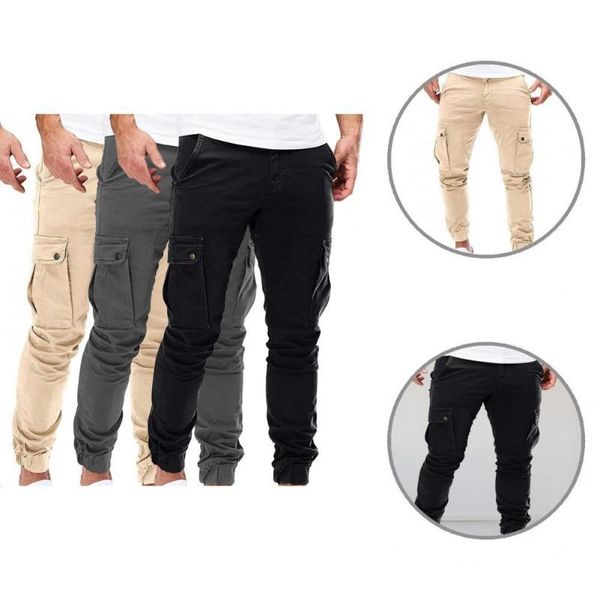 men's pants ankle banded stylish solid color men cargo jogging autumn drawstring for going out, Black
men's pants ankle banded stylish solid color men cargo jogging autumn drawstring for going out, Black
