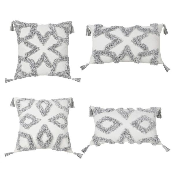 pillow case nordic gray white tufted throw with tassel morocco boho woven diamond clover geometric pattern cushion cover
pillow case nordic gray white tufted throw with tassel morocco boho woven diamond clover geometric pattern cushion cover