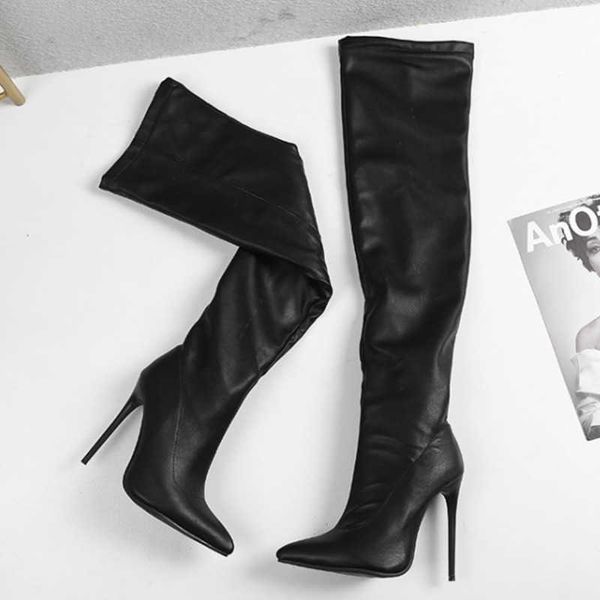 black leather thigh high boots new fashion women shoes thin heel pointed toe over the knee boots ladies boots y0914
black leather thigh high boots new fashion women shoes thin heel pointed toe over the knee boots ladies boots y0914