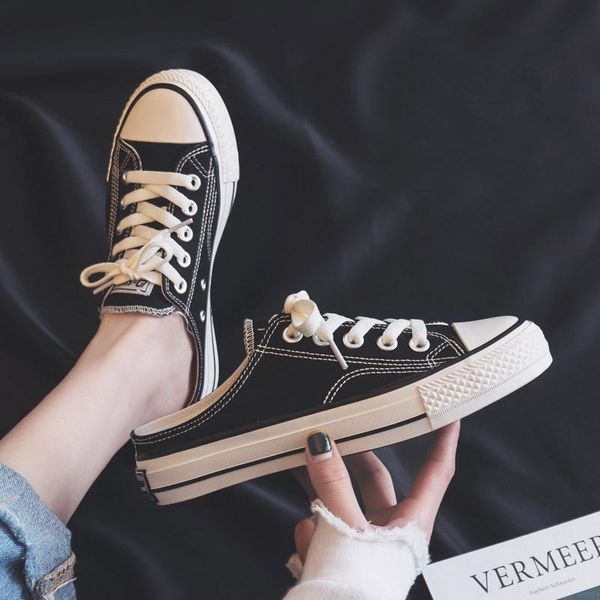 slippers 2021 white shoes women's basic wild flat without heel half a pedal canvas female 5124, Black
slippers 2021 white shoes women's basic wild flat without heel half a pedal canvas female 5124, Black