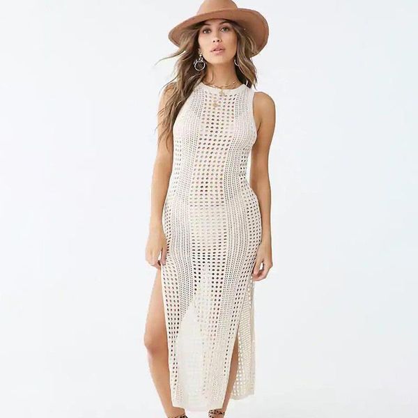 women's swimwear beach dress women swim bikini cover ups long robe knit hollow sleeveless up uv protection shirt, White;black
women's swimwear beach dress women swim bikini cover ups long robe knit hollow sleeveless up uv protection shirt, White;black