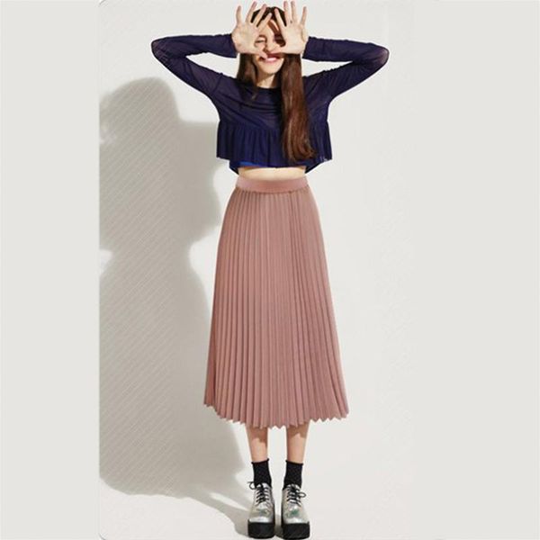 european and american 2021 summer fashion skirts pleated of pure color chiffon with elastic waist, Black
european and american 2021 summer fashion skirts pleated of pure color chiffon with elastic waist, Black