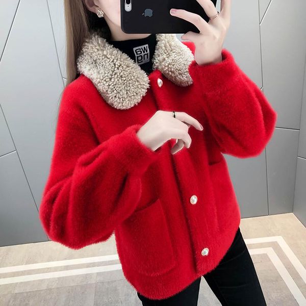 women's knits & tees imitation mink velvet coat women thick warm sweater loose short knitted cardigan lambswool long sleeve outerwear f, White
women's knits & tees imitation mink velvet coat women thick warm sweater loose short knitted cardigan lambswool long sleeve outerwear f, White