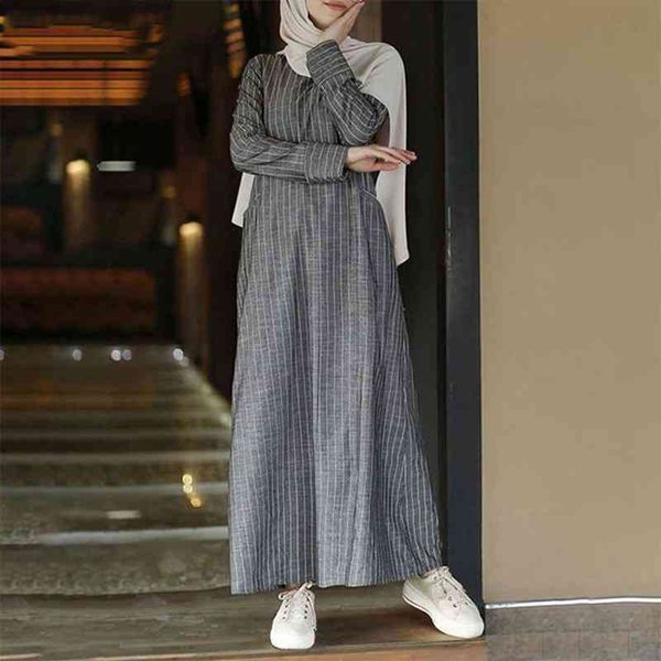 kaftan muslim dresses striped cotton linen vintage maxi sundress women casual long sleeve long dress female robe vestidos, Black;gray
kaftan muslim dresses striped cotton linen vintage maxi sundress women casual long sleeve long dress female robe vestidos, Black;gray