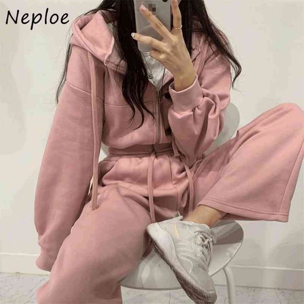 casual loose 2 piece set solid color hooded zip sweatshirts + high waist drawstring wide leg pants autumn simple suit 210422, White
casual loose 2 piece set solid color hooded zip sweatshirts + high waist drawstring wide leg pants autumn simple suit 210422, White