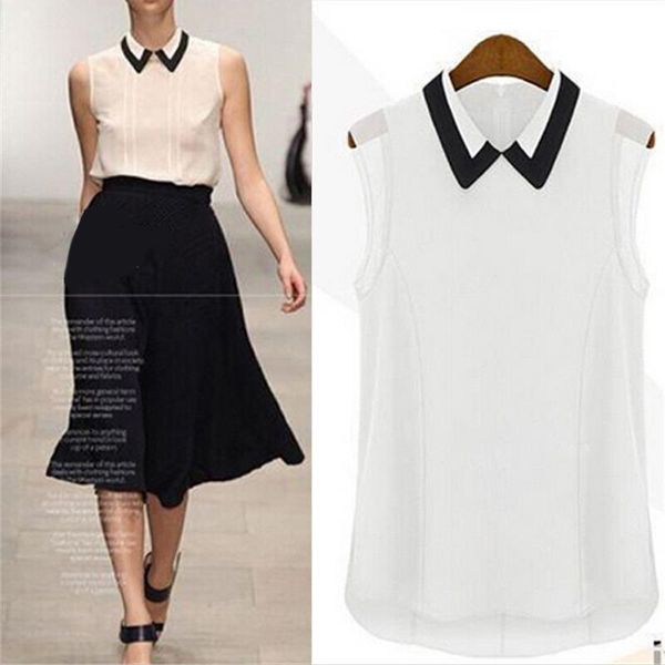 womens shirt doll collar mesh chiffon trend sleeveless slim vest black and white color matching lapel
womens shirt doll collar mesh chiffon trend sleeveless slim vest black and white color matching lapel