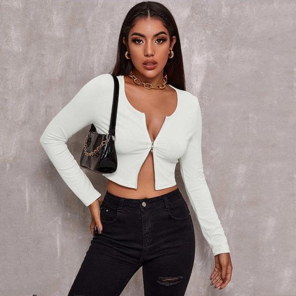 women's sweaters 40# zipper open front sweater turn-down collar long sleeve women silm pullovers crop solid color, White;black
women's sweaters 40# zipper open front sweater turn-down collar long sleeve women silm pullovers crop solid color, White;black