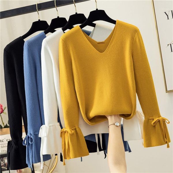 women's sweaters autumn winter women long sleeve knitted pullovers v-neck tie bow sweater female casual solid bottoming knitwear short, White;black
women's sweaters autumn winter women long sleeve knitted pullovers v-neck tie bow sweater female casual solid bottoming knitwear short, White;black