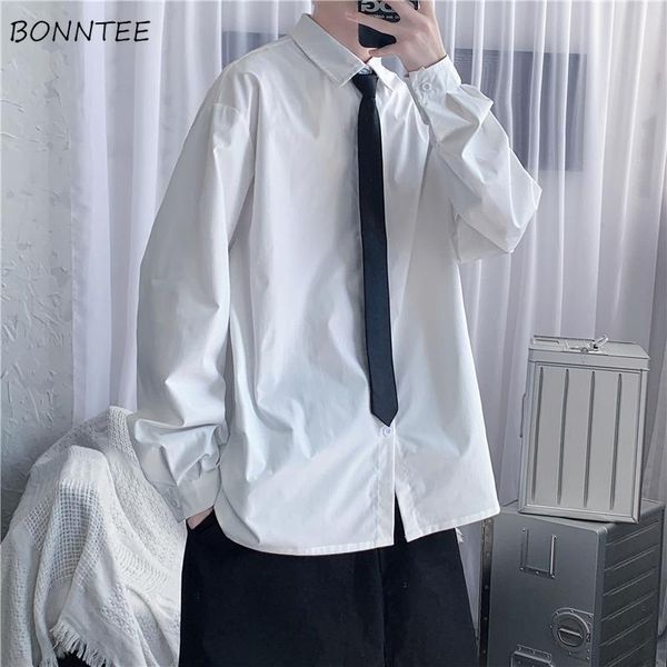men's casual shirts men solid korean preppy style long sleeve trendy loose couple shirt formal japanese students jk uniform daily chic, White;black
men's casual shirts men solid korean preppy style long sleeve trendy loose couple shirt formal japanese students jk uniform daily chic, White;black