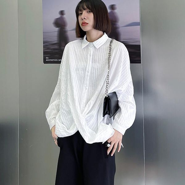 women's blouses & shirts johnature 2021 casual solid color turn-down collar loose women autumn fashion all match irregular female, White
women's blouses & shirts johnature 2021 casual solid color turn-down collar loose women autumn fashion all match irregular female, White