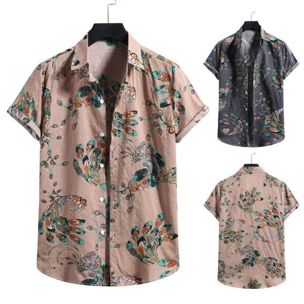 men's casual shirts summer fashion hawaiian men beach slim clothing flower shirt short sleeve peacock print camisa masculina, White;black
men's casual shirts summer fashion hawaiian men beach slim clothing flower shirt short sleeve peacock print camisa masculina, White;black