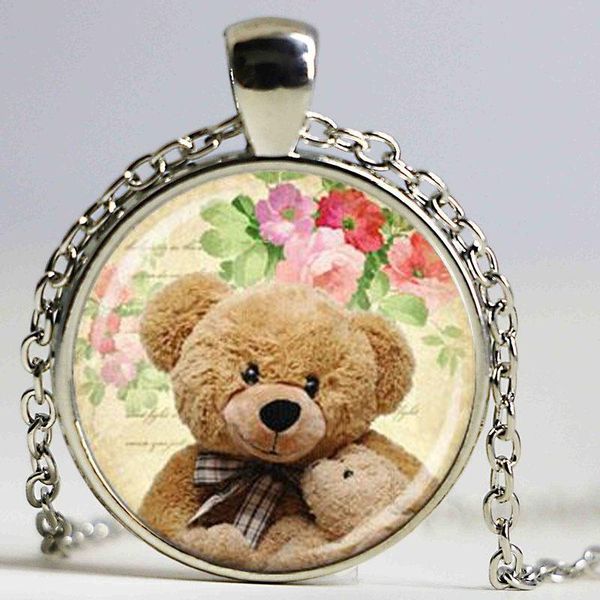 fashion jewelry teddy bear holding a small with floral background art glass pendant necklace necklaces, Silver
fashion jewelry teddy bear holding a small with floral background art glass pendant necklace necklaces, Silver