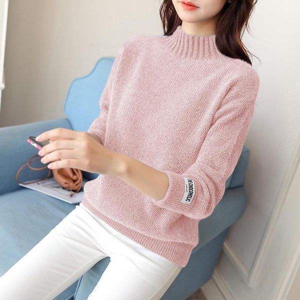 women's sweaters 2021 mink cashmere half high neck loose solid color thickened with bottomed long sleeve knitted sweater, White;black
women's sweaters 2021 mink cashmere half high neck loose solid color thickened with bottomed long sleeve knitted sweater, White;black