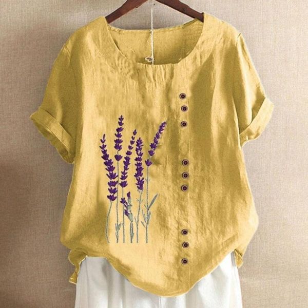 women's t-shirt women lavender flowers printed loose casual cotton and linen blouse shirts plus size clothing maten dames kleding, White
women's t-shirt women lavender flowers printed loose casual cotton and linen blouse shirts plus size clothing maten dames kleding, White
