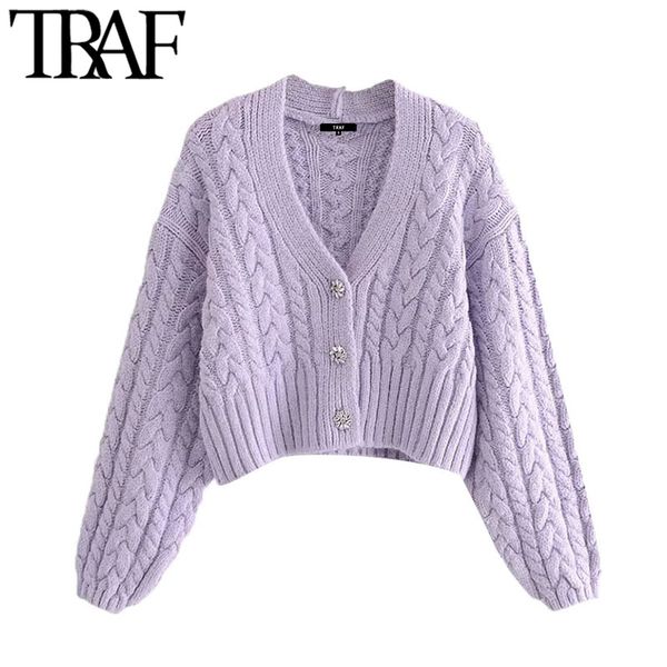 traf women fashion rhinestone button cropped cable-knit cardigan sweater vintage long sleeve female outerwear chic 210415, White;black
traf women fashion rhinestone button cropped cable-knit cardigan sweater vintage long sleeve female outerwear chic 210415, White;black