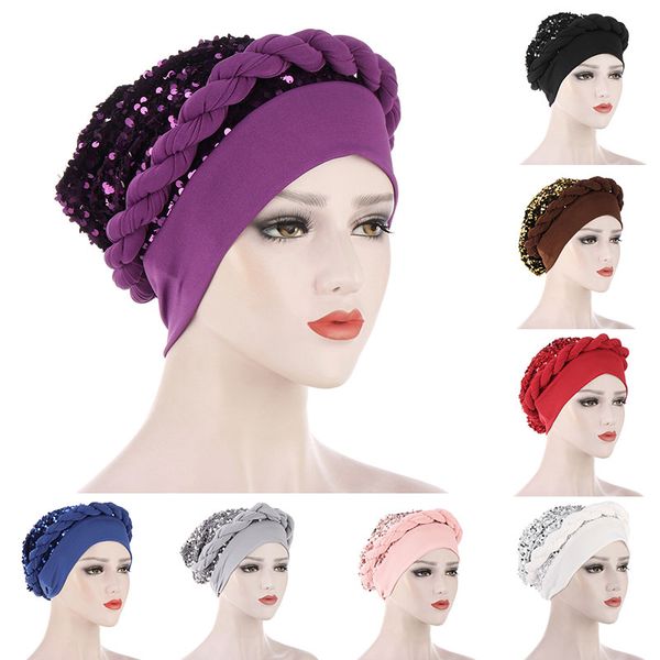 flat forehead sequin braid hat hedging caps baotou cap muslim turban hats shiny solid hijab turban sleep muslim head scarf turban, Blue;gray
flat forehead sequin braid hat hedging caps baotou cap muslim turban hats shiny solid hijab turban sleep muslim head scarf turban, Blue;gray
