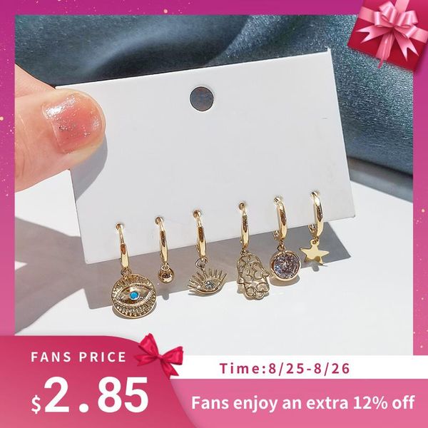 hoop & huggie 6 pieces/set 925 sterling silver palm eyes star water drop earring set female luxury retro ear jewelry, Golden;silver
hoop & huggie 6 pieces/set 925 sterling silver palm eyes star water drop earring set female luxury retro ear jewelry, Golden;silver