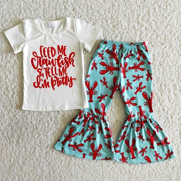 fashion kids letters shirt bell pants clothing set girl short sleeve outfit summer cute lobster pettern 2pieces suit, White
fashion kids letters shirt bell pants clothing set girl short sleeve outfit summer cute lobster pettern 2pieces suit, White