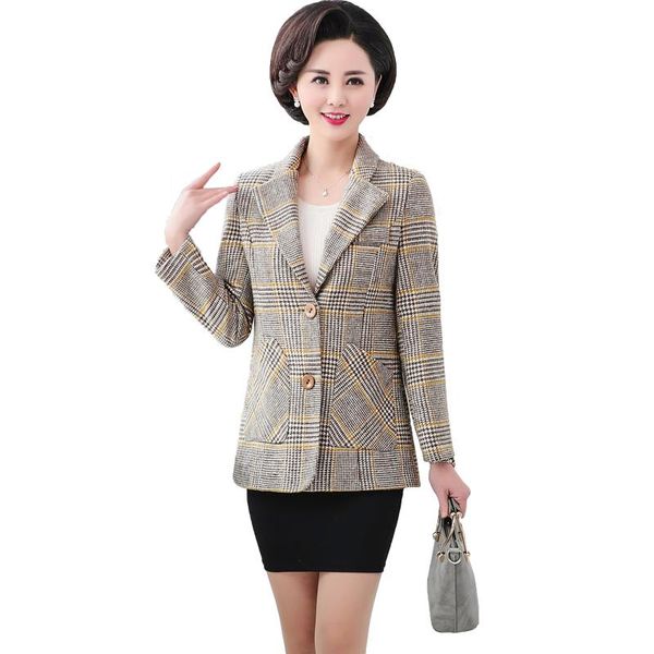 women's suits & blazers fashion elegant and middle-aged women spring autumn coat small west decoration body wild plaid blazer, White;black
women's suits & blazers fashion elegant and middle-aged women spring autumn coat small west decoration body wild plaid blazer, White;black
