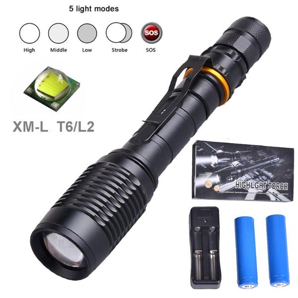 high power zoomable xm-t6 l2 led flashlights bicycle light lamp lanterns torches aluminum+charger+gift box+2x18650 batteries
high power zoomable xm-t6 l2 led flashlights bicycle light lamp lanterns torches aluminum+charger+gift box+2x18650 batteries