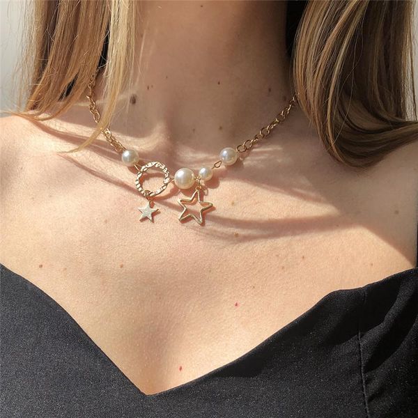 chains korean version fashion jewelry five-pointed star pearl personality necklace female alloy simple retro temperament clavicle chain, Silver
chains korean version fashion jewelry five-pointed star pearl personality necklace female alloy simple retro temperament clavicle chain, Silver