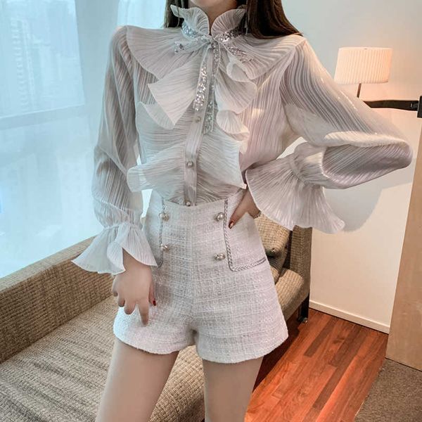 spring autumn women white blouses princess tie bow ruffles blouse ladies flare sleeve chiffon shirt blusas 210601
spring autumn women white blouses princess tie bow ruffles blouse ladies flare sleeve chiffon shirt blusas 210601