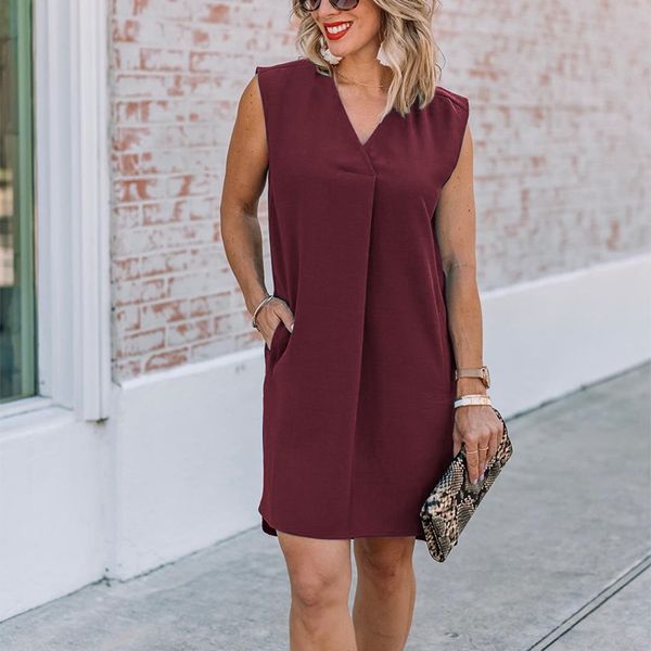 women loose chiffon sleeveless midi dress summer new v neck pocket office ladies casual solid color dress party vestidos 210416, Black;gray
women loose chiffon sleeveless midi dress summer new v neck pocket office ladies casual solid color dress party vestidos 210416, Black;gray