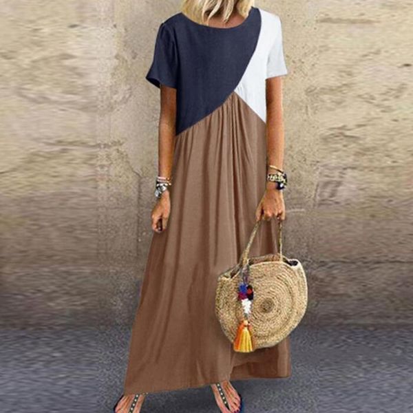2021 women sundress long maxi dresses female summer casual dress short sleeve patchwork color loose plus size vestidos x0521, Black;gray
2021 women sundress long maxi dresses female summer casual dress short sleeve patchwork color loose plus size vestidos x0521, Black;gray