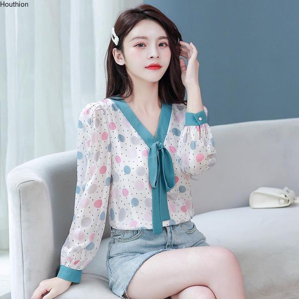 women's blouses & shirts chiffon silk polka dot shirt casual long sleeve loose summer fashion blouse v-neck regular houthion, White
women's blouses & shirts chiffon silk polka dot shirt casual long sleeve loose summer fashion blouse v-neck regular houthion, White